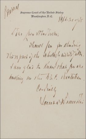 Lot #290 Supreme Court: Louis D. Brandeis Handwritten Letter Signed - Image 1