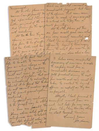 Lot #68 Herbert Hoover: Rare letter while gold mining in China: “The natives work some veins there—but the natives demand some compensation” - Image 1