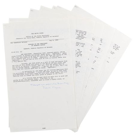 Lot #104 Ronald Reagan: Finishing his historic state visit, Reagan criticizes Communist Europe, singling out Russia as “cousins on the other side of the wall” - Image 1