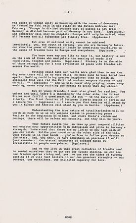 Lot #104 Ronald Reagan: Finishing his historic state visit, Reagan criticizes Communist Europe, singling out Russia as “cousins on the other side of the wall” - Image 5