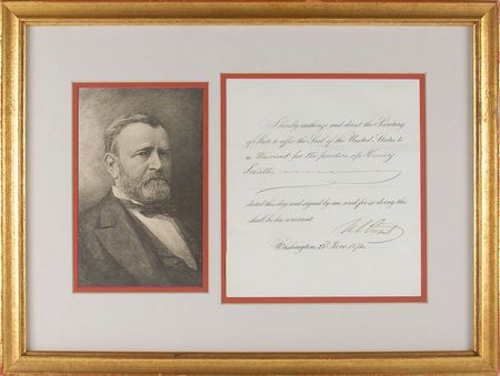 Lot #33 U. S. Grant: Beautifully displayed presidential pardon in superb condition - Image 1