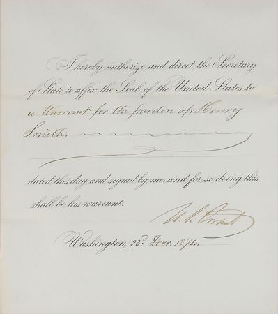 Lot #33 U. S. Grant: Beautifully displayed presidential pardon in superb condition - Image 2