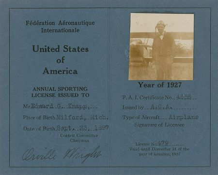 Lot #438 Orville Wright: 1927 pilot?s license issued to a former military aviator - Image 1