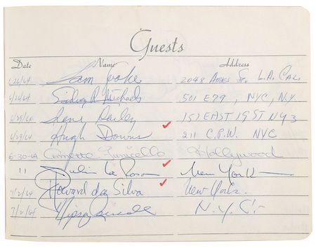 Lot #792 Celebrities: Impressive guest book signed by well over 100 celebrities, including rarities such as Jayne Mansfield and Sam Cooke - Image 2