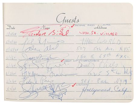 Lot #792 Celebrities: Impressive guest book signed by well over 100 celebrities, including rarities such as Jayne Mansfield and Sam Cooke - Image 4