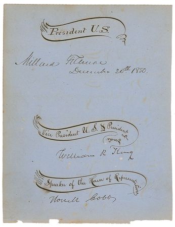 Lot #20 Millard Fillmore and Cabinet Signature