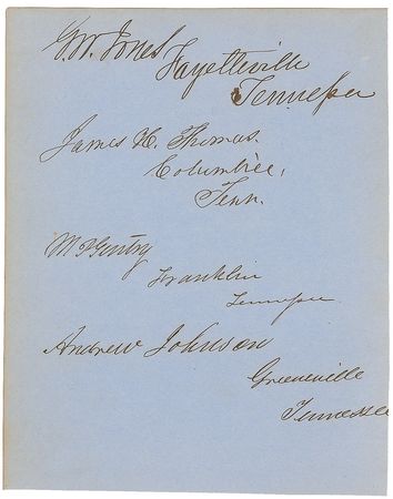 Lot #32 Andrew Johnson Signature - Image 1