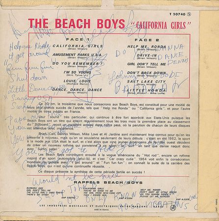 Lot #636 Beach Boys: Bringing Pet Sounds to Paris in 1966, Dennis, Carl, and Mike Love sign for a volunteer roadie, with Carl adding the band’s entire set list - Image 1