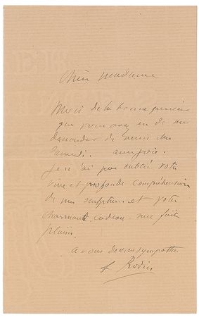 Lot #549 Auguste Rodin: ?I have not forgotten your deep and enthusiastic understanding of my sculpture? - Image 1
