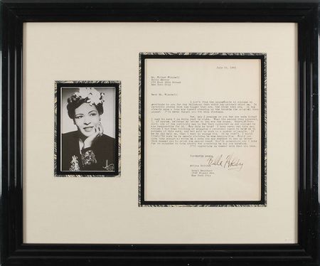 Lot #672 Billie Holiday: Thanking Winchell for a gossip column retraction that described her disappearance at ‘four o’clock in the morning, drunker than a Lord’ - Image 1