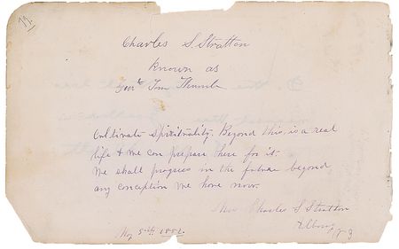 Lot #295 General and Mrs. Tom Thumb: The inspirational Thumb foretells great heights: ?We shall progress in the future beyond any conception we have now? - Image 1
