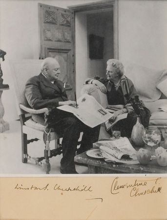 Lot #154 Winston and Clementine Churchill: Adorable pose on the occasion of their 50th anniversary - Image 1