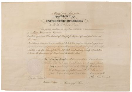 Lot #28 Abraham Lincoln: Rare diplomatic