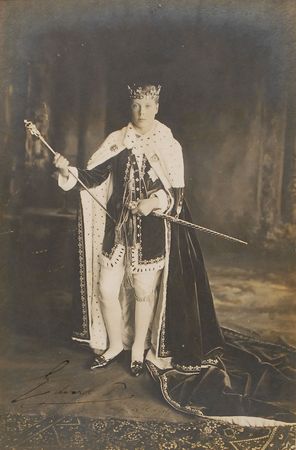 Lot #218 King Edward VIII: Early formal investiture portrait of the future king, dated the day he received his title Prince of Wales - Image 1