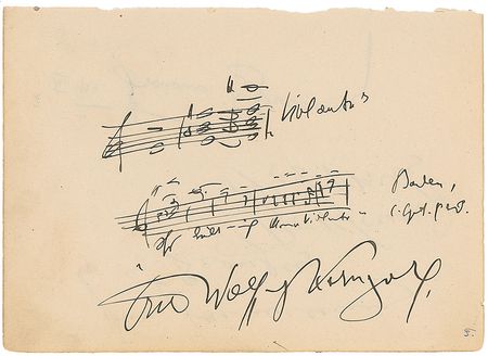 Lot #613 Erich Wolfgang Korngold: Penning a quote from his opera ‘Violanta,’ composed at the young age of 17 - Image 1