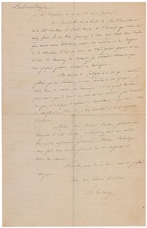 Lot #228 Edouard Rene de Laboulaye: The Frenchman behind the Statue of Liberty writes on Bartholdi?s first scouting trip overseas: ?He is a very gallant man and an artist with a lot of talents; I truly wish that his project can succeed in America? - Image 4