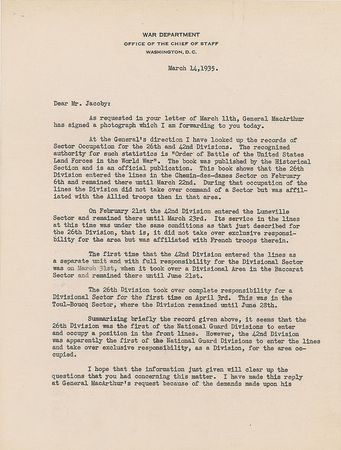 Lot #85 Dwight D. Eisenhower: Replying ?at General MacArthur?s request,? Eisenhower describes troop movements on the Western Front during WWI - Image 1