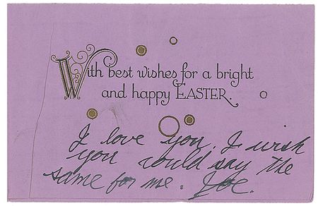 Lot #212 Joseph P. Kennedy, Jr: Incredibly rare handwritten and signed card by a 13-year-old Joseph Kennedy Jr., espousing his love for a fellow teenage girl - Image 1