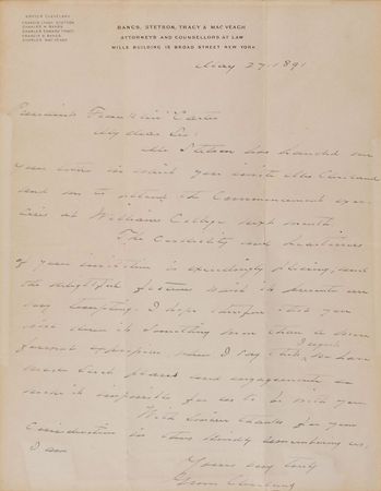 Lot #44 Grover Cleveland Handwritten Letter Signed - Image 1