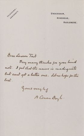 Lot #510 Arthur Conan Doyle: Mysterious correspondence to a Sherlock Holmes fan: ?I feel that the name is inadequate but can?t get a better one? - Image 1