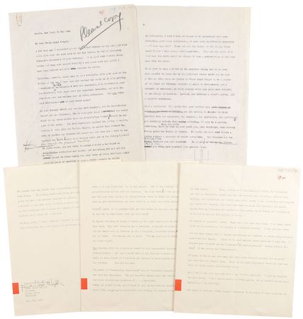 Lot #576 Frank Lloyd Wright: ?Goodbye, Lewis, I shall read your ?brief? in the New Yorker with shame. I shall read it knowing your real opinion is worthless whatever you may write? - Image 1