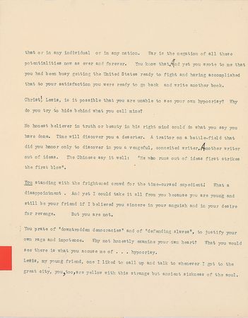 Lot #576 Frank Lloyd Wright: ?Goodbye, Lewis, I shall read your ?brief? in the New Yorker with shame. I shall read it knowing your real opinion is worthless whatever you may write? - Image 3