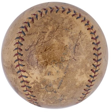 Lot #943 NY Yankees: 1928: Rare 1928 Yankees baseball featuring Gehrig, Lazzeri, and Pennock?along with Ruth on both sweet spots! - Image 3