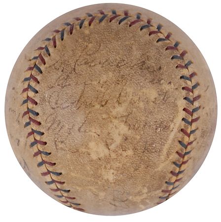 Lot #943 NY Yankees: 1928: Rare 1928 Yankees baseball featuring Gehrig, Lazzeri, and Pennock?along with Ruth on both sweet spots! - Image 4