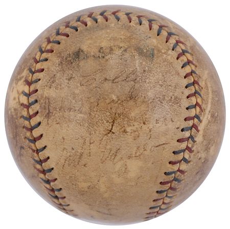 Lot #943 NY Yankees: 1928: Rare 1928 Yankees baseball featuring Gehrig, Lazzeri, and Pennock?along with Ruth on both sweet spots! - Image 6