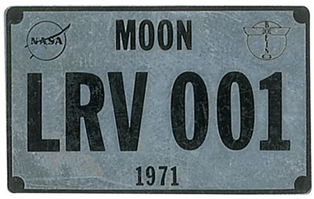 Lot #396 Apollo 15: Extremely desirable lunar license plate carried on three moonwalks, including 17 miles in the rover - Image 1