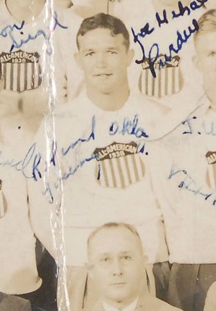 Lot #928 College Football All-Stars: 1939: 1939 College All-Stars signed by over 70, featuring some of football’s rarest: Davey O’Brien, Waddy Young, Harry Stuhldreher, and Elmer Layden - Image 4