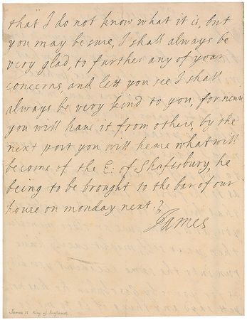 Lot #250 King James II: After years of controversy over his claim to the throne, Parliament defeats the Exclusion Bill and the heir presumptive brings his staunchest opponent to the bar - Image 2