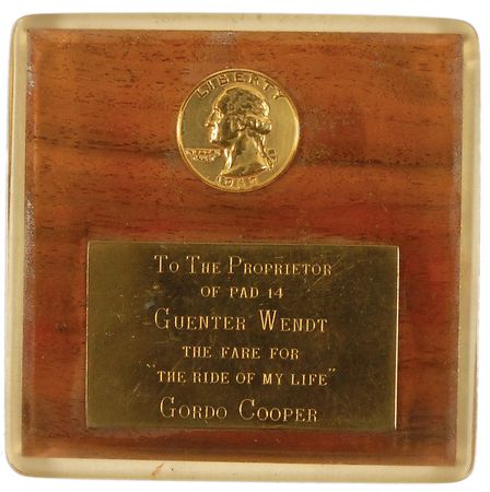 Lot #546 Guenter Wendt and Gordon Cooper: Comical coupon and ‘fare’ for Cooper’s “Ride of Your Life” - Image 1