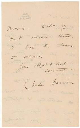 Lot #185 Charles Darwin: Darwin sends thanks for a book on Tertiary flora, a ?subject [that] has always seemed to me a most interesting & important one? - Image 2