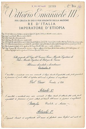 Lot #275 Benito Mussolini and Vittorio Emanuele III Signed Document - Image 2