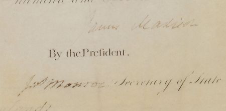Lot #5 James Madison and James Monroe: Historic Madison and Monroe passport for a schooner that would be captured by the British—a leading cause of the War of 1812 - Image 2