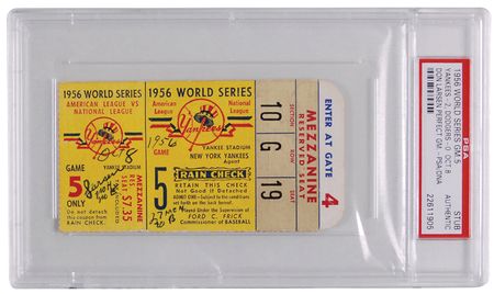 Lot #1042 Don Larsen: Desirable signed ticket stub for Larsen’s 1956 World Series perfect game - Image 2