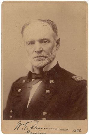 Lot #481 William T. Sherman: Superior twice-signed 1886 cabinet portrait - Image 1