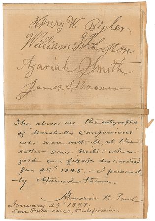 Lot #194 Discoverers of Gold in California: “Marshall’s Companions” whose 1848 discovery sparked the California Gold Rush - Image 1