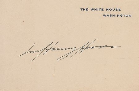 Lot #55 Herbert and Lou Henry Hoover Signed Photograph and White House Card - Image 1