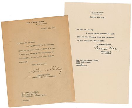 Lot #55 Herbert and Lou Henry Hoover Signed Photograph and White House Card - Image 3