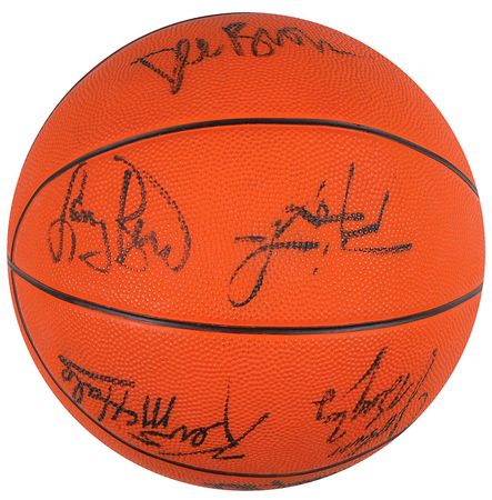 Lot #1077 Boston Celtics: Celtics team ball from Bird?s final season - Image 1