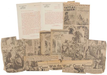 Lot #669 Margaret Mitchell: Exceptional 1937 letter and press clippings on a Danish artist?s interpretations of Gone With the Wind - Image 2