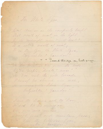 Lot #662 Henry Wadsworth Longfellow: Rare working manuscript for ?The White Czar? - Image 1
