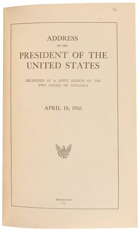 Lot #44 Woodrow Wilson: Wilson informs Congress of his ultimatum on German submarine warfare - Image 2