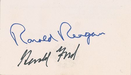 Lot #131. Ronald Reagan and Gerald Ford Business Card