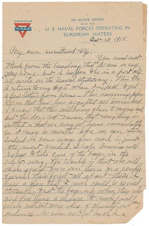 Lot #1052 James Naismith: As peace is obtained in Europe, the inventor of basketball offers a plan to assist returning soldiers ?without any idea of charity? - Image 1
