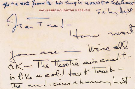 Lot #931 Katharine Hepburn: Accenting her thanks to Coco?s producer with a flower sketch - Image 1