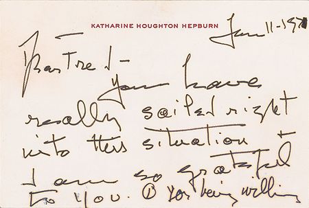 Lot #931 Katharine Hepburn: Accenting her thanks to Coco?s producer with a flower sketch - Image 3