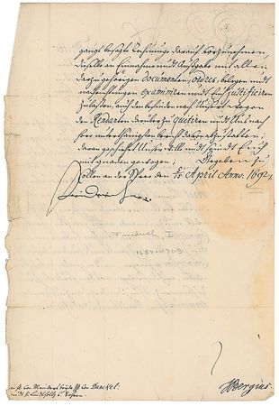 Lot #244 King Frederick I: The King asks for an examination of funds “for the General War Cash” - Image 2